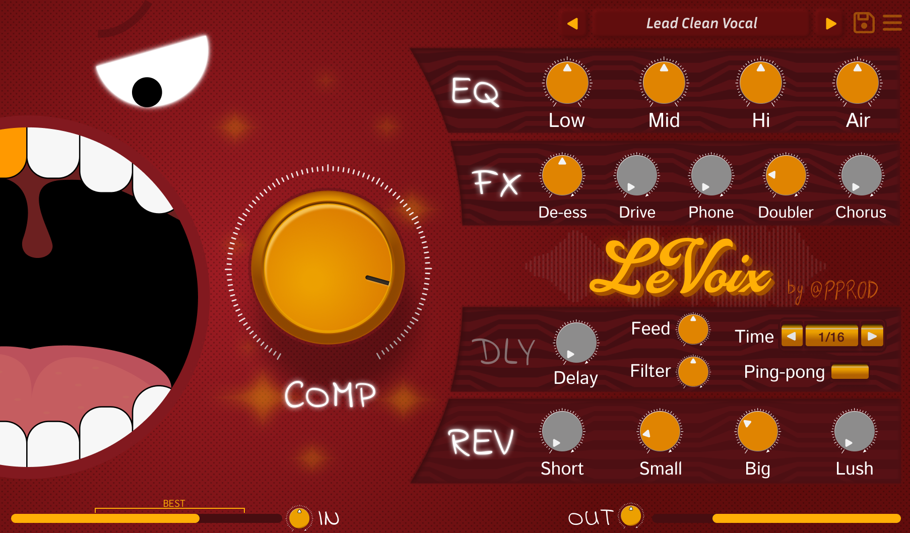 Interface du plugin LeVoix